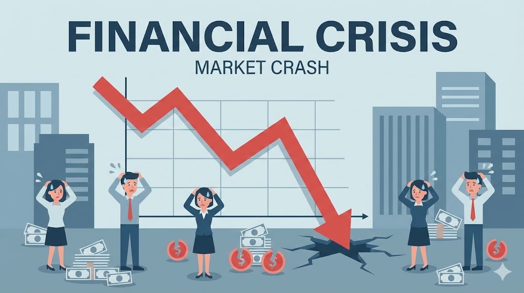 financial crisis warning signs private credit market Economic Trend Illustration