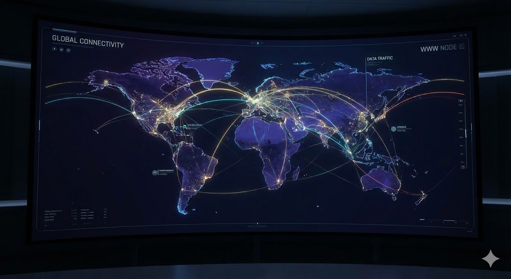 Abstract network connection nodes and links visualization Data Driven Perspective